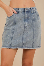 Bow Printed Casual Denim Mini Skirt for Women Indigo