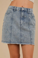 Bow Printed Casual Denim Mini Skirt for Women