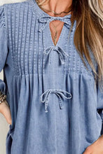 Bow Tie Long Sleeve Denim Top Woman Denim Tops