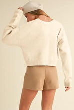 Bowknot Front V Neck Long Sleeve Sweater Woman Outerwear