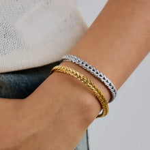 2-Piece Stainless Steel Braided Chain Bracelet Gold One Size Bracelets