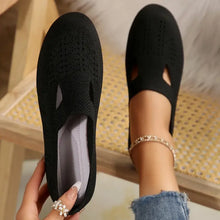 Breathable Mesh Round Toe Flat Slip-Ons Black Woman Loafers