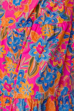 Sleeveless Pink Floral Maxi Dress with Pockets