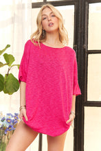 Bright Pink Drop Shoulder Loose Fit Oversized Top for Women