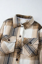 Brown and Beige Plaid Flannel Shirt with Patch Pockets