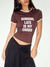 Brown and Lavender Ringer Crop Top for Women