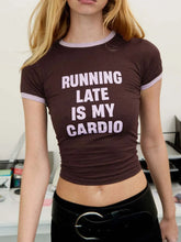 Brown and Lavender Ringer Crop Top for Women