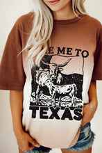 Brown and White Ombre Take Me To Texas Twisted Hem T-Shirt Brown