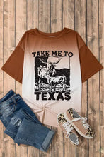 Brown and White Ombre Take Me To Texas Twisted Hem T-Shirt Woman T Shirts
