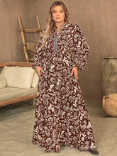 Brown and White Paisley Print Maxi Dress Chocolate
