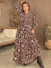 Brown and White Paisley Print Maxi Dress Maxi Dresses