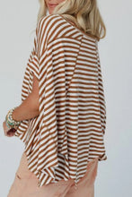 Brown and White Striped Poncho Top for Women
