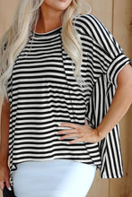 Brown and White Striped Poncho Top for Women