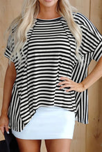 Brown and White Striped Poncho Top for Women