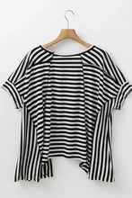 Brown and White Striped Poncho Top for Women Woman T Shirts