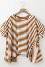 Brown and White Striped Poncho Top for Women