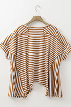 Brown and White Striped Poncho Top for Women