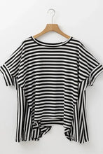 Brown and White Striped Poncho Top for Women Woman T Shirts