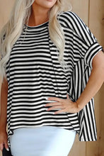 Brown and White Striped Poncho Top for Women Woman T Shirts