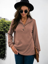 Brown Button-Up Long Sleeve Shirt for Women Dusty Pink