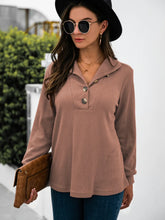 Brown Button-Up Long Sleeve Shirt for Women