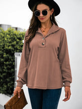 Brown Button-Up Long Sleeve Shirt for Women
