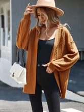 Brown Cable Knit Cardigan with Hat for Women Woman Outerwear
