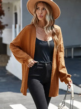 Brown Cable Knit Cardigan with Hat for Women Woman Outerwear