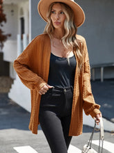 Brown Cable Knit Cardigan with Hat for Women