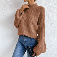 Brown Cable Knit Sweater Pullover 100 Percent Polyester