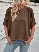 Brown Cropped Oversized T Shirt for Women Rayon Blend Short Sleeve