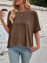 Brown Cropped Oversized T Shirt for Women Rayon Blend Short Sleeve