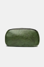 Dark green distressed leather backpack bag with zip closure