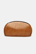 Brown faux leather backpack bag with detachable strap and top handle