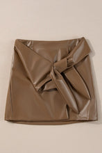 Brown Faux Leather Tie Mini Skirt