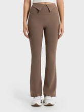 Brown Flared Yoga Pants for Women Stretchy Nylon Spandex Blend Taupe Woman Leggings