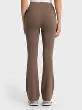 Brown Flared Yoga Pants for Women Stretchy Nylon Spandex Blend