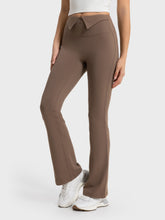 Brown Flared Yoga Pants for Women Stretchy Nylon Spandex Blend