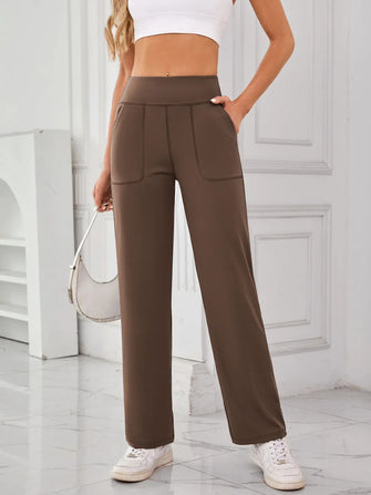 Brown High Waisted Wide Leg Lounge Pants Brown