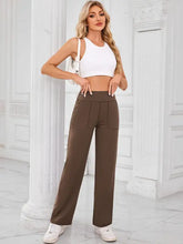 Brown High Waisted Wide Leg Lounge Pants Woman Leggings