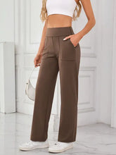 Brown High Waisted Wide Leg Lounge Pants Woman Leggings