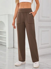 Brown High Waisted Wide Leg Lounge Pants Woman Leggings