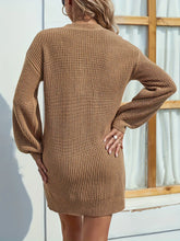 Brown Knit Sweater Dress with Long Sleeve Length for Women
