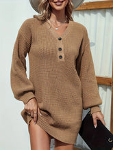 Brown Knit Sweater Dress with Long Sleeve Length for Women