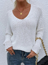 Brown Knit V Neck Sweater with Long Sleeve Length