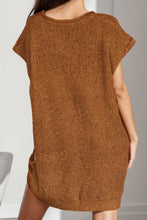 Brown Knit V-Neck Tunic Dress for Women