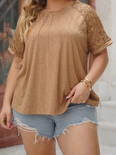 Brown Lace Sleeve Blouse for Women Camel