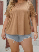 Brown Lace Sleeve Blouse for Women