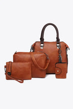 PU Leather Bag Set: Four-Piece Brown Leather Bag Set