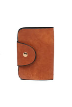 Brown leather bag set with wallet, snap closure, and coin pocket